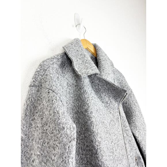 Zara Boucle Coat Gray Women’s Medium Oversized Peacoat Textured - Picture 7 of 13